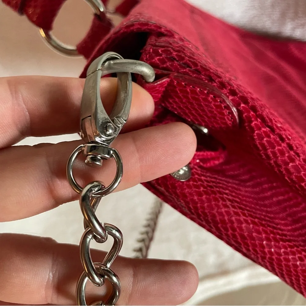 White House Black Market Red Purse Snake‎ print